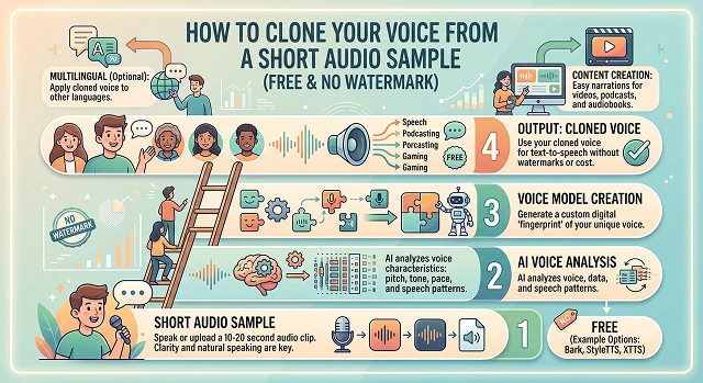 How to Clone Your Voice from a Short Audio Sample (Free & No Watermark)