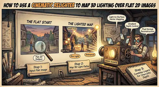 How to Use a Cinematic Relighter to Map 3D Lighting Over Flat 2D Images