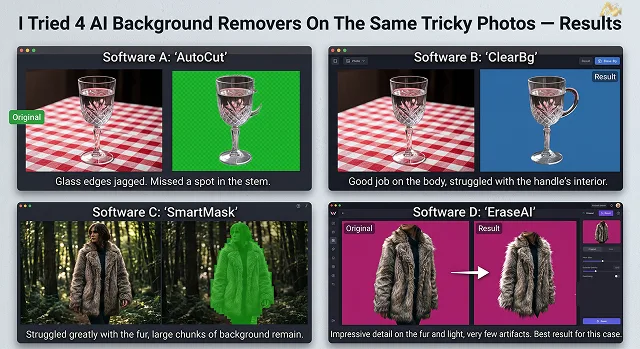 I Tried 4 AI Background Removers On The Same Tricky Photos — Results