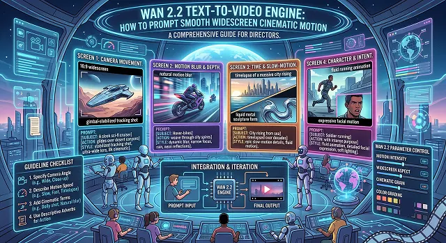 Wan 2.2 Text-to-Video Engine: How to Prompt Smooth Widescreen Cinematic Motion